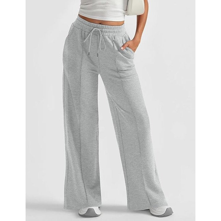 Women’s High Waisted Sweatpants Wide Leg Lounge Pants with Drawstring Elastic Waist Casual Workout Jogger Trousers with Pockets