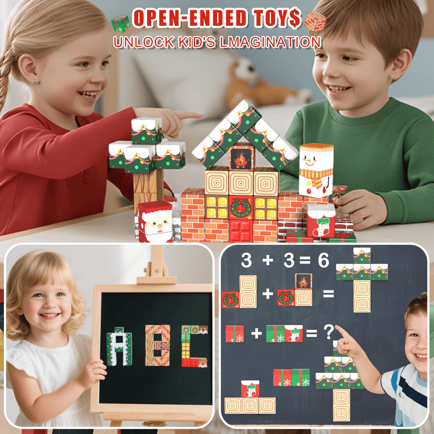 Flynow Magnetic Blocks Set, 45PCS Educational STEM Christmas Travel Building Toys for Kids 3+, Portable Magnetic Block with Metal Storage Box, Toddler Learning Toys for Boys Girls 4-8 Birthday Gift