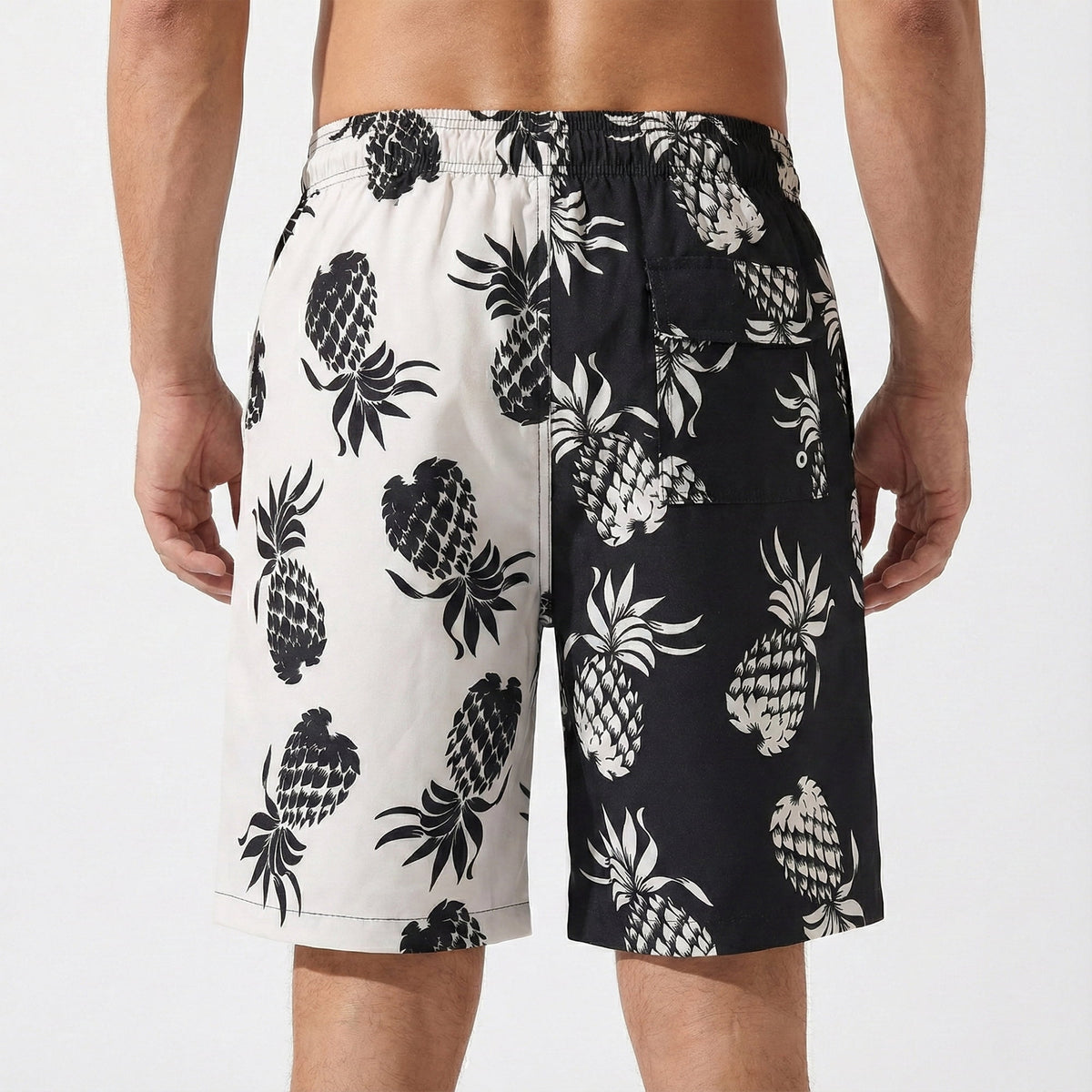 WQD Men’s Swim Trunks Quick Dry Board Shorts with Mesh Lining and Pockets Elastic Waist Drawstring Beach Shorts Pineapple Print Breathable Swimwear Bathing Suits for Swimming Surfing Vacation