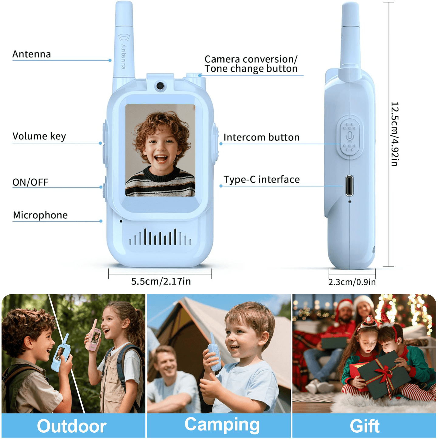 Flynow Kids Video Walkie Talkies 2 Pack for Age 3+, Rechargeable Toy Radios with Screen Display Voice Effects, One-on-One Pairing Long Range, Birthday Gift for Boy Girl 3 4 5 6 7 8 9 10 Year Old