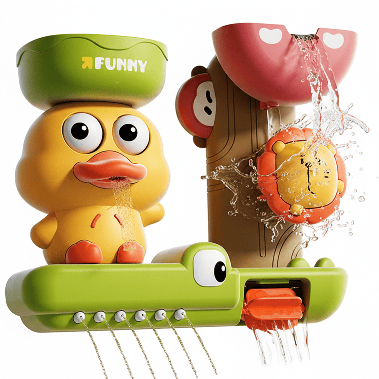 Flynow Bath Toys for Toddlers 1-3, Baby Waterfall Bathtub Toy with Suction Cup, Kids Bath Tub Shower Playset, Infant Bathtime Fun Birthday Gift 18 24 Month, 2-4, 3-5 Year Old Girl Boy
