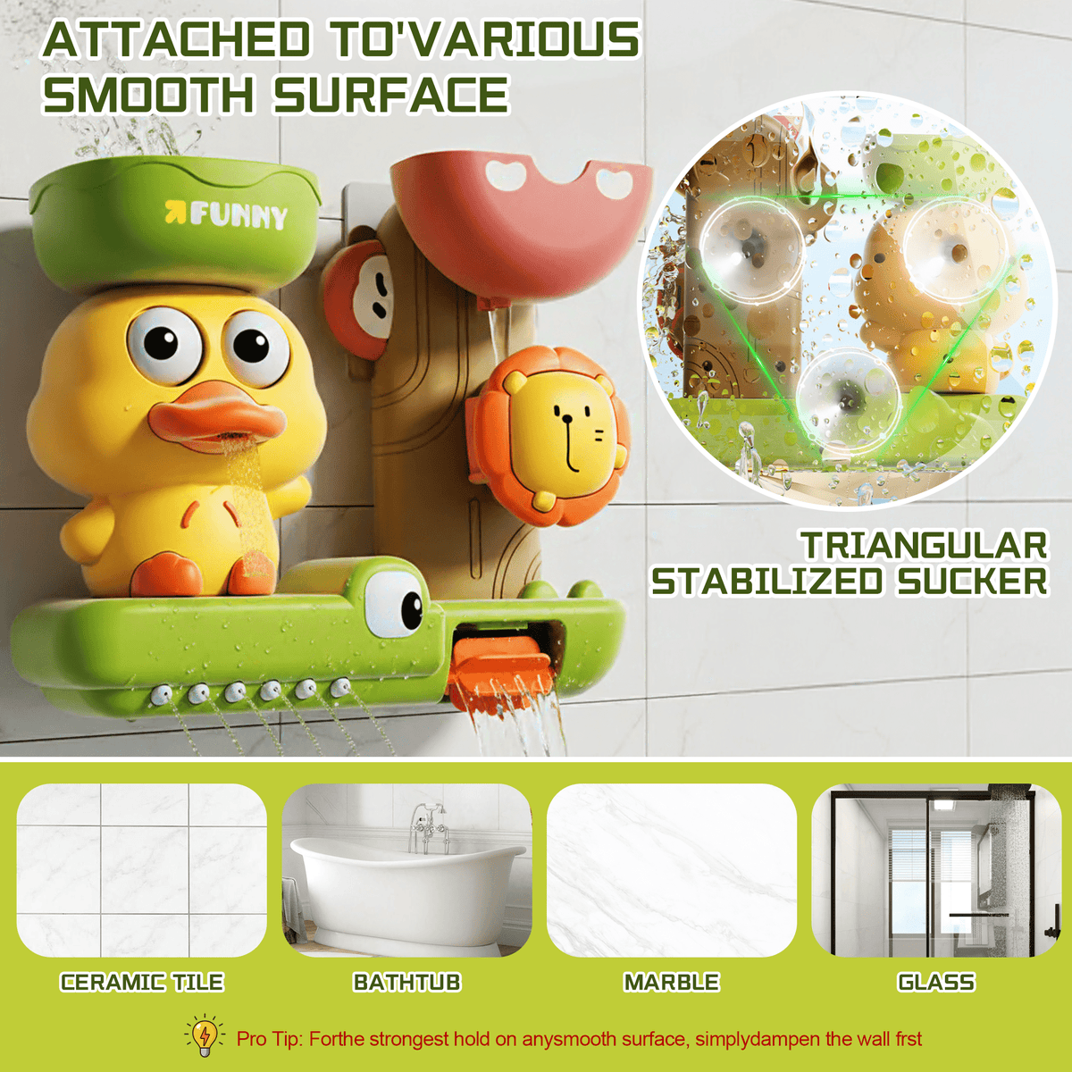 Flynow Bath Toys for Toddlers 1-3, Baby Waterfall Bathtub Toy with Suction Cup, Kids Bath Tub Shower Playset, Infant Bathtime Fun Birthday Gift 18 24 Month, 2-4, 3-5 Year Old Girl Boy
