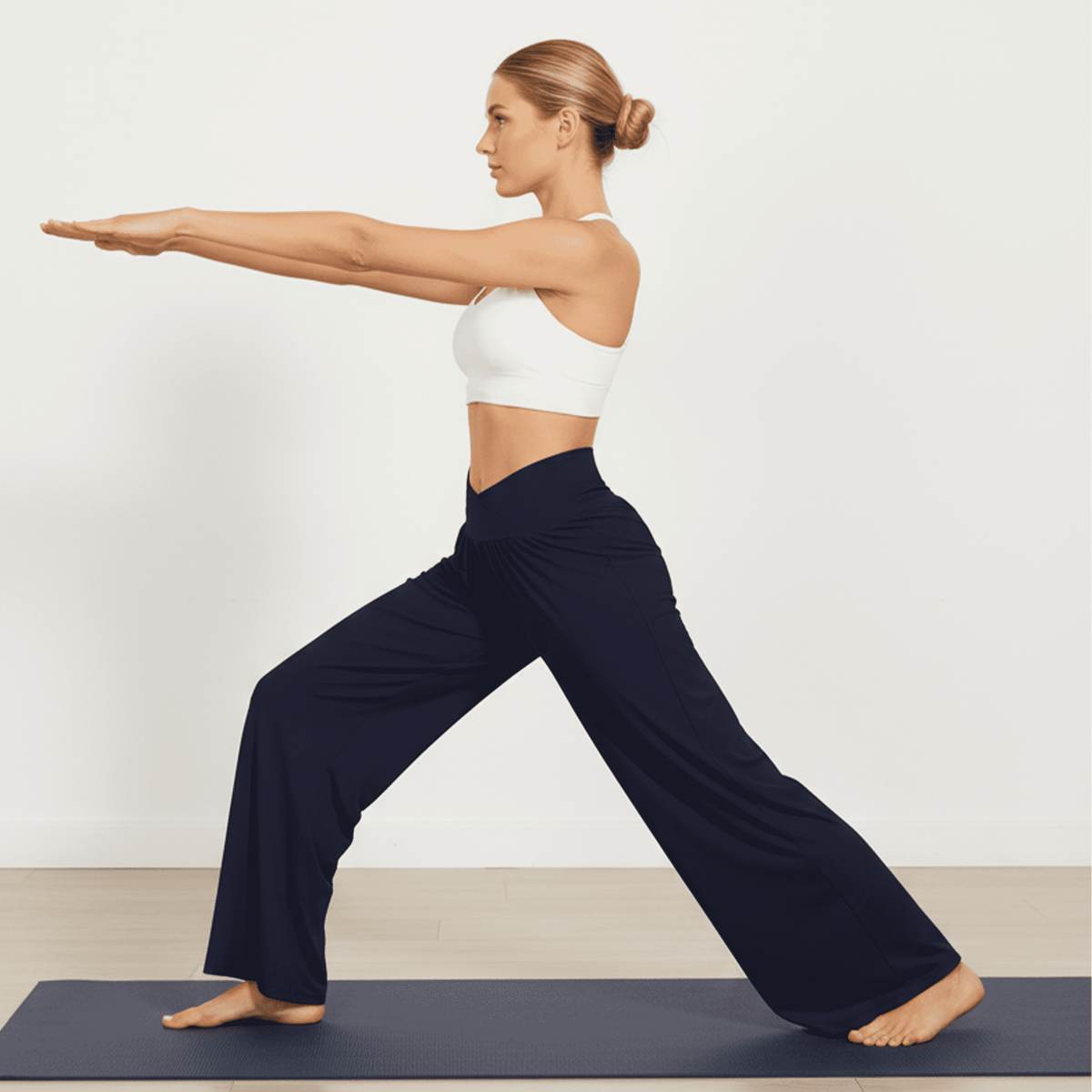 WQD Women’s Sweatpants Wide Leg Lounge Pants Crossover High Waist Yoga Pants with Pockets Comfy Loose Fit Flowy Casual Pajama Pants