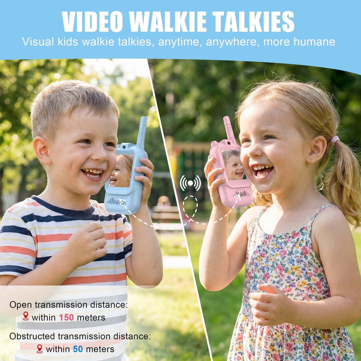 Flynow Kids Video Walkie Talkies 2 Pack for Age 3+, Rechargeable Toy Radios with Screen Display Voice Effects, One-on-One Pairing Long Range, Birthday Gift for Boy Girl 3 4 5 6 7 8 9 10 Year Old