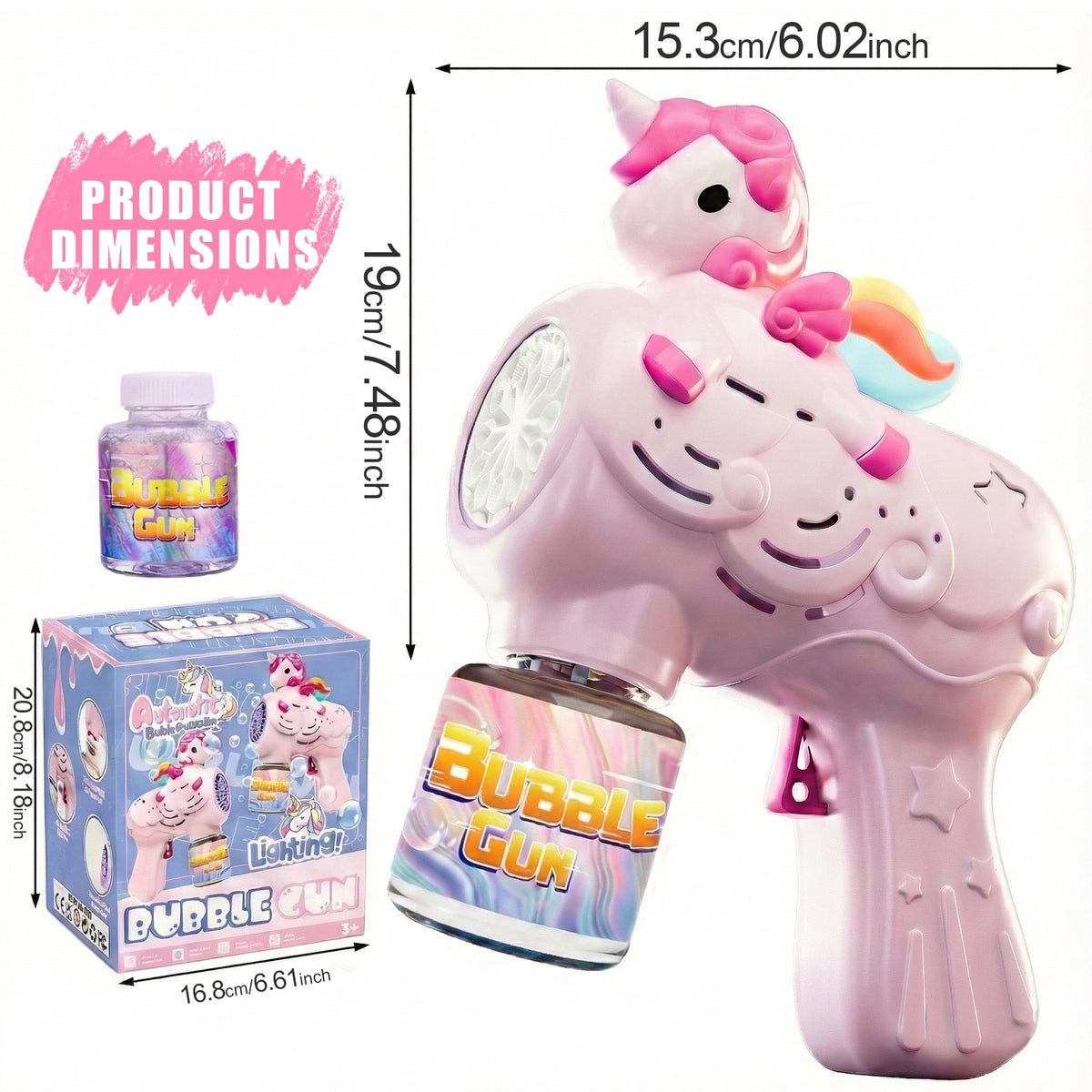Flynow Bubble Gun Toy for Toddler 1-3 Years Old, Bubble Machine for Kids Girl Boy Age 3-8, Bubble Blower Maker for Summer Outdoor Party Garden Birthday Gift