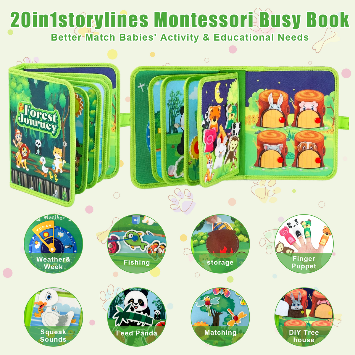 Flynow Busy Board Montessori Toy Busy Book for Toddler 1-3, Sensory Early Learning Educational Travel Toy for Baby Age 2, Birthday Christmas Baptism Gift for Kids Boy Girl 4 Year Old