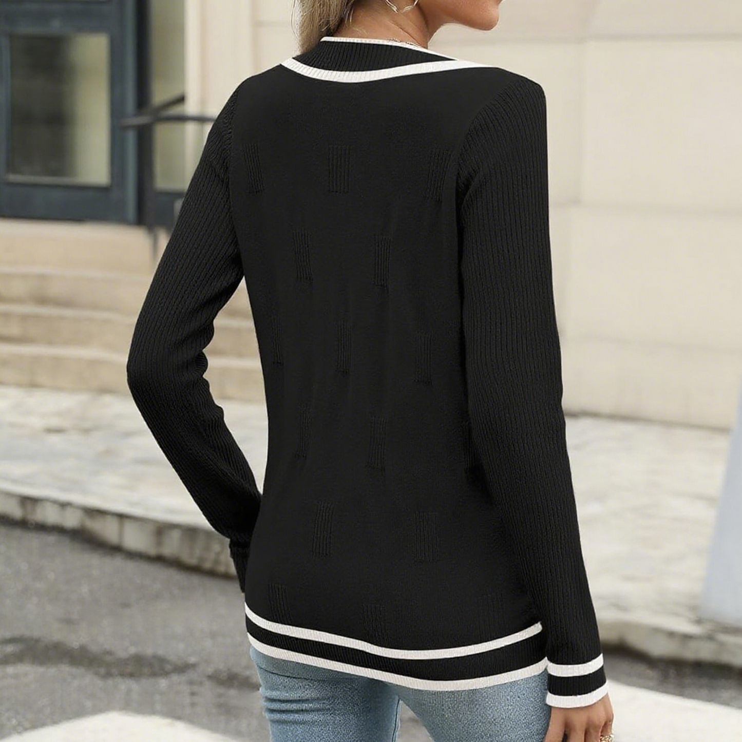 WQD Womens Sweaters V Neck Pullover Long Sleeve Knitted Cozy Dressy Casual Ladies Fashion Tops for Spring Fall Winter