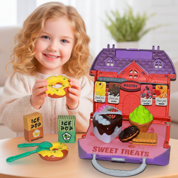 Flynow Kids Pretend Play Food Dessert Toy for Toddler 1-3 Year Old, 21pcs Playset with Storage Box, Cake, Cookies, Christmas Birthday Gift for Child Boys Girls Age 2 4 5 6 7 8 9 10