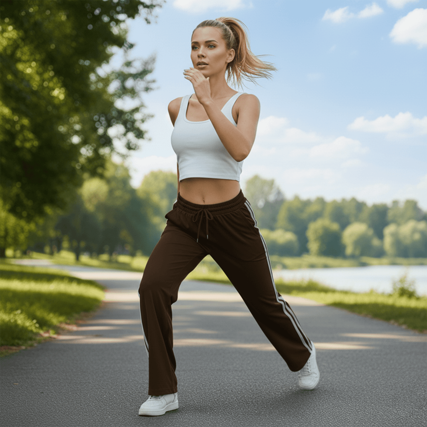 WQD Womens Yoga Sweatpants Joggers Wide Leg High Waisted Lounge Pants Comfy Workout Loose Pants with Pockets