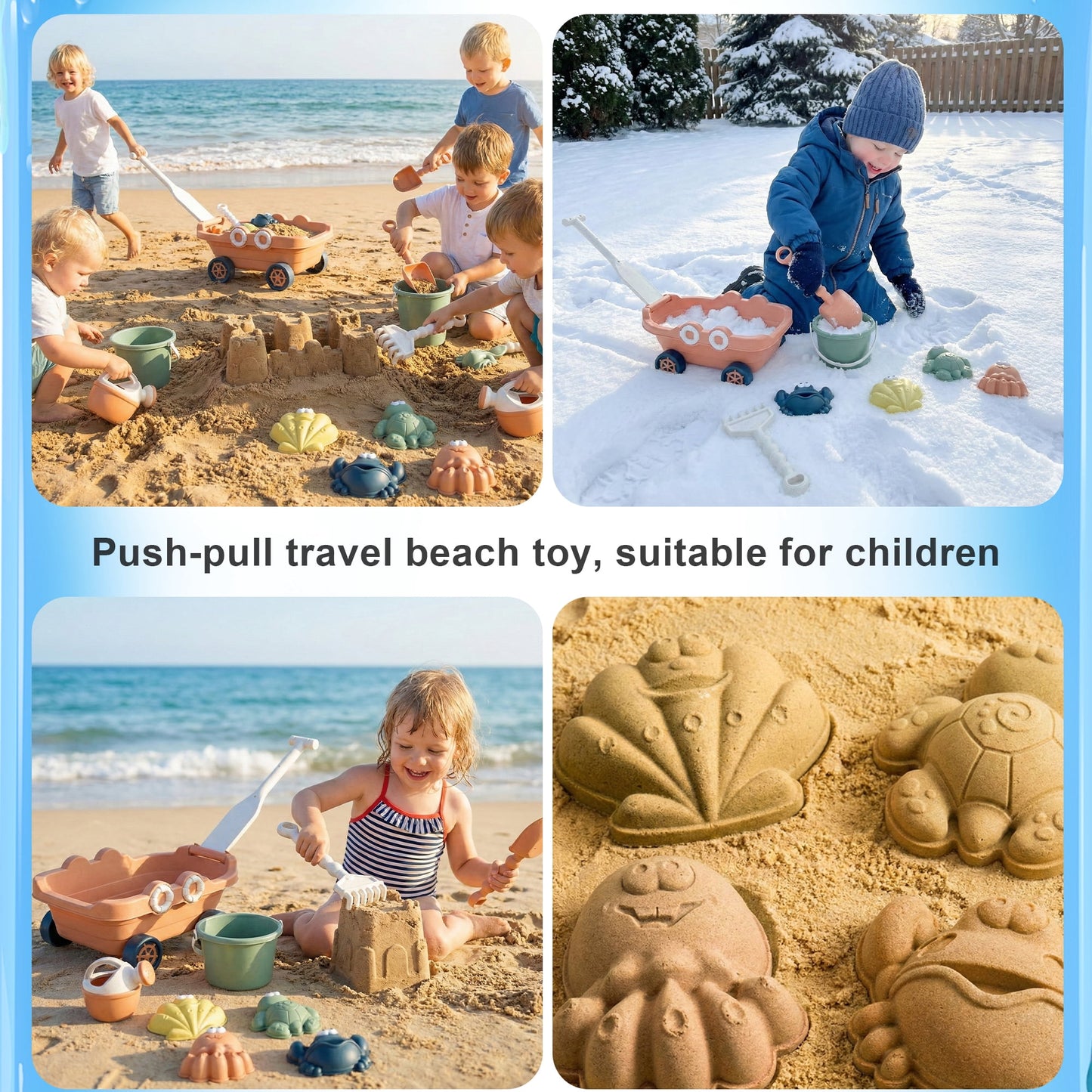 Flynow 9 PCS Beach Toy Set for Kids 3+ Years Old, Friendly Travel Play Sand Set Toy, Sand Castle Building Kit with Boat, Bucket, Shovels, Molds, Mesh Bag, Birthday Gift for Girl Boy Age 3 4 5 6 7 8