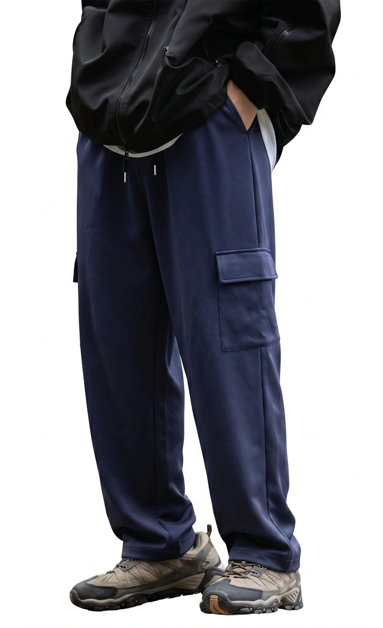 WQD Mens Cargo Sweatpants Baggy Gym Sweat Pants Drawstring Wide Leg Casual Lounge Pants with Pockets