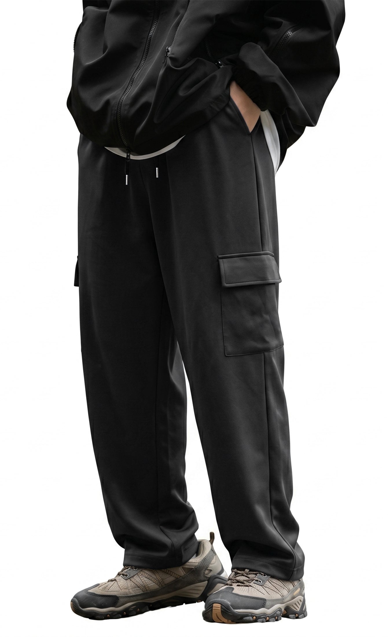 WQD Mens Cargo Sweatpants Baggy Gym Sweat Pants Drawstring Wide Leg Casual Lounge Pants with Pockets