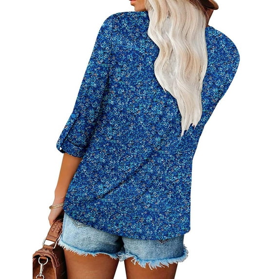 WQD Womens Long Sleeve Shirts Dressy Casual Floral Blouses Loose Tunic Tops for Fall Winter Spring (Available in Plus Size)