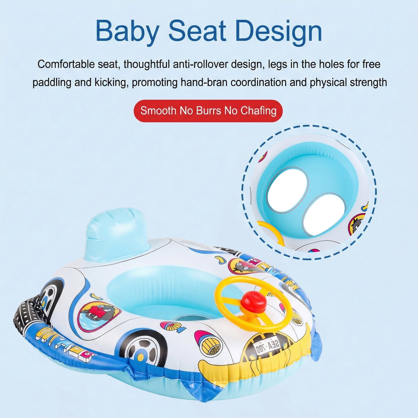 Flynow Baby Pool Float, Baby Swimming Float with Safety Seat, Smart Swim Trainer, Inflatable Toddlers Pool Floats, Infant Swim Floats, Kids Floaties, Water Toy Gift Beach Summer Essentials