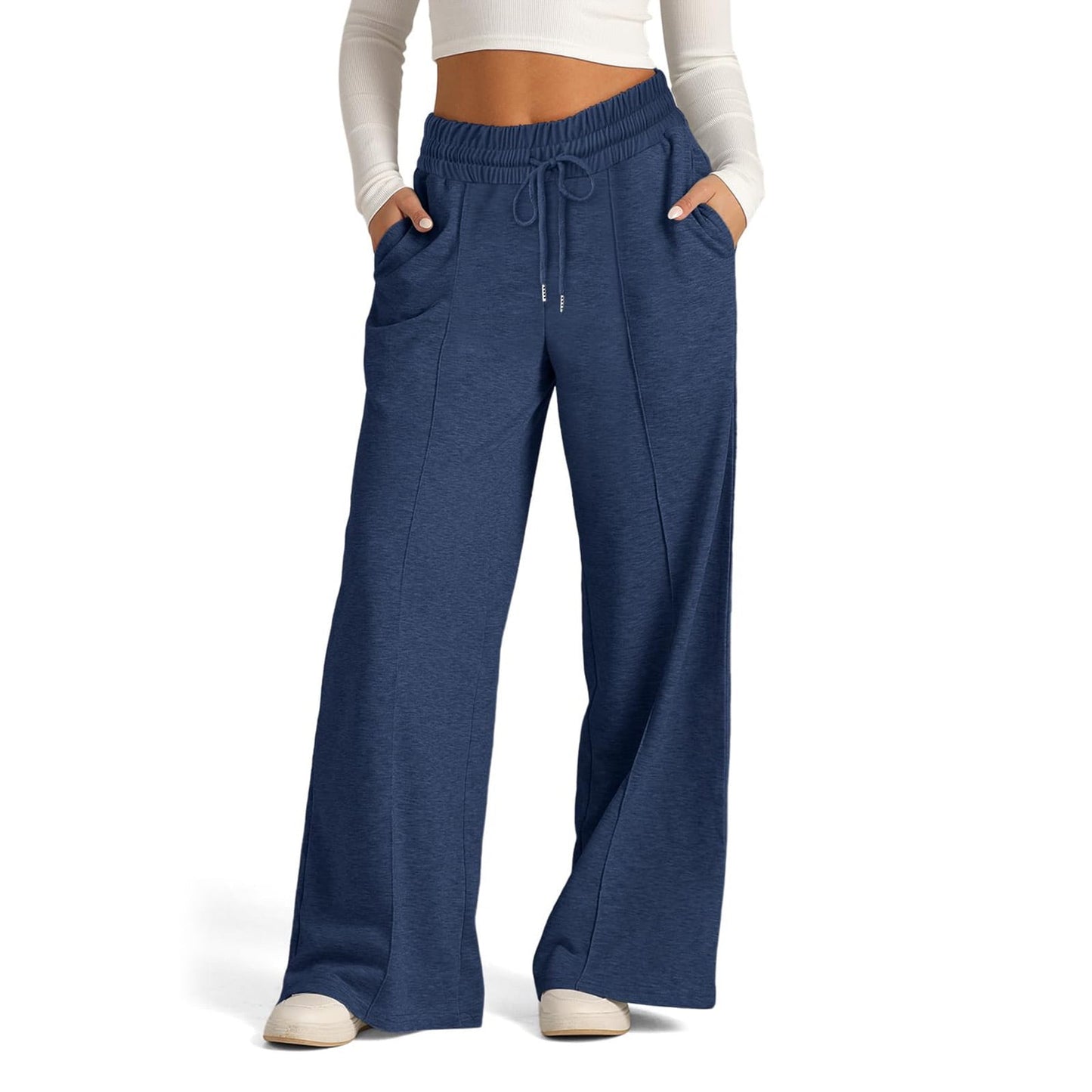 Women’s High Waisted Sweatpants Wide Leg Lounge Pants with Drawstring Elastic Waist Casual Workout Jogger Trousers with Pockets