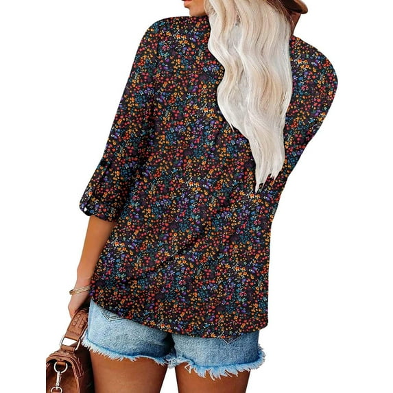 WQD Womens Long Sleeve Shirts Dressy Casual Floral Blouses Loose Tunic Tops for Fall Winter Spring (Available in Plus Size)