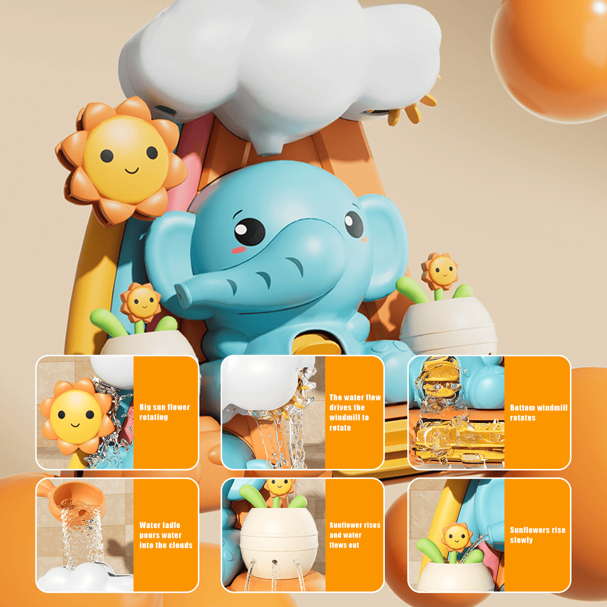Flynow Bath Toy for Toddler 1-3 Year Old, Baby Waterfall Bathtub Toy with Suction Cup, Kids Bath Tub Shower Playset, Infant Bathtime Fun Birthday Gift 12-24 Month, Girl Boy Age 1 2 3 4 5