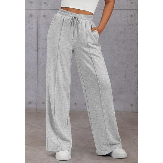 Women’s High Waisted Sweatpants Wide Leg Lounge Pants with Drawstring Elastic Waist Casual Workout Jogger Trousers with Pockets
