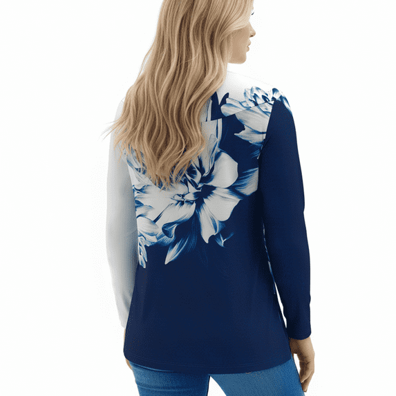 WQD Womens Long Sleeve Shirts Dressy Casual Floral Blouses Loose Tunic Tops for Fall Winter Spring (Available in Plus Size)
