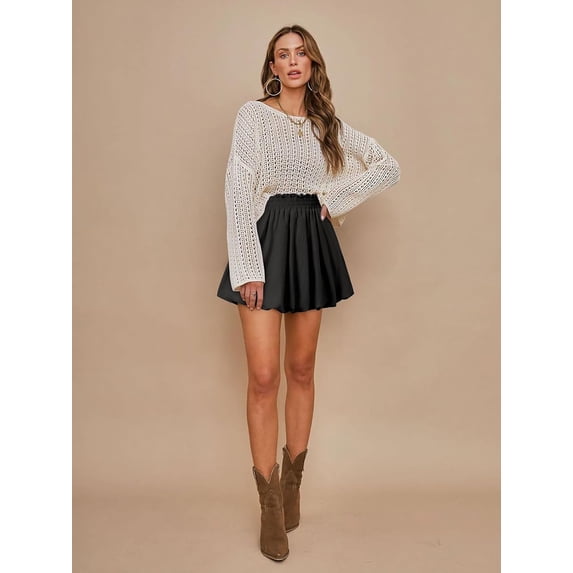 WQD Women’s High Waist Skort with Built-in Shorts Flowy Pleated Skirt Shorts for Casual Wear Travel Walking and Summer Outfits