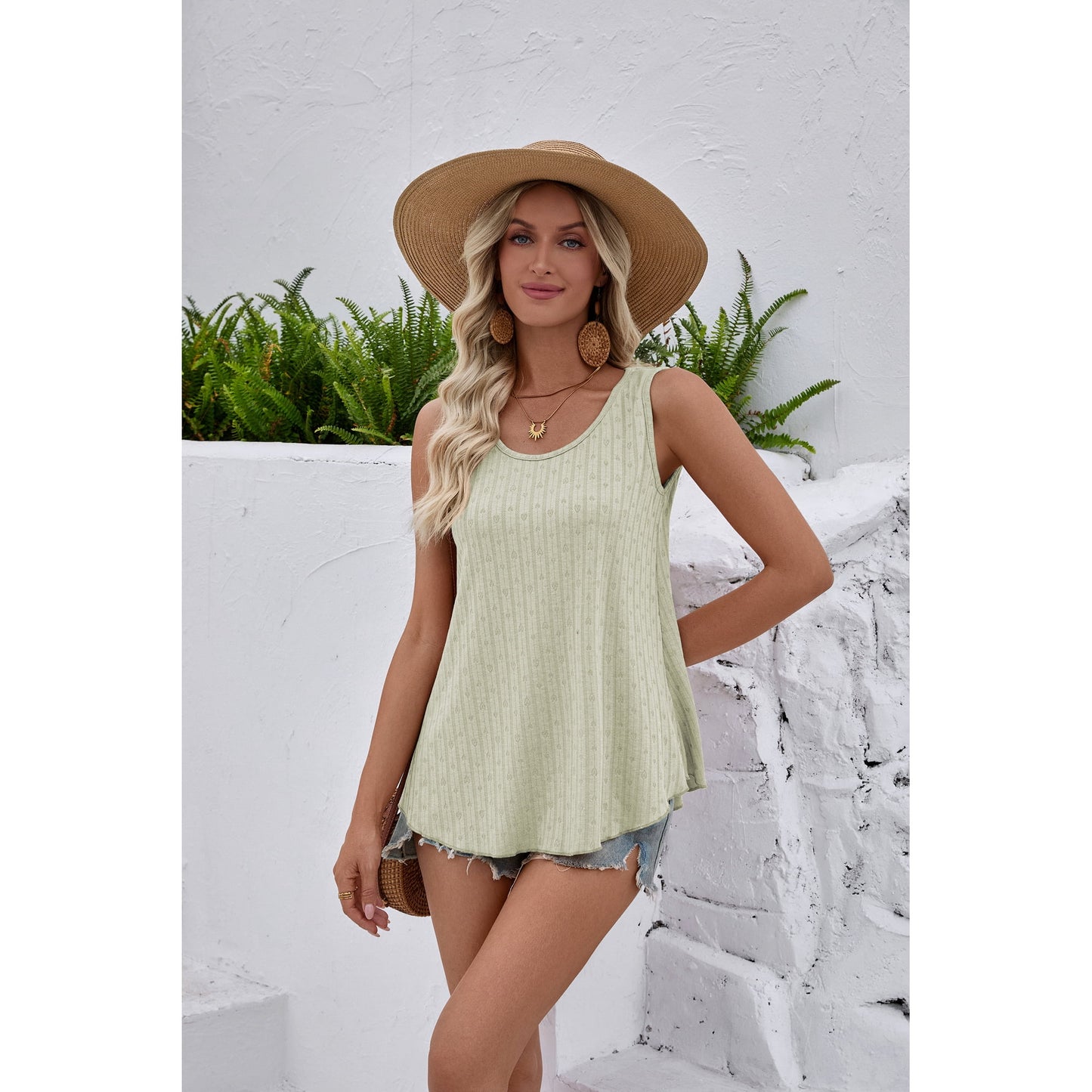 WQD Women’s Tank Tops 2 Pack Sleeveless Casual Loose Fit Flowy Swing Tunic Shirts Cute Heart Print Summer Lightweight Tops