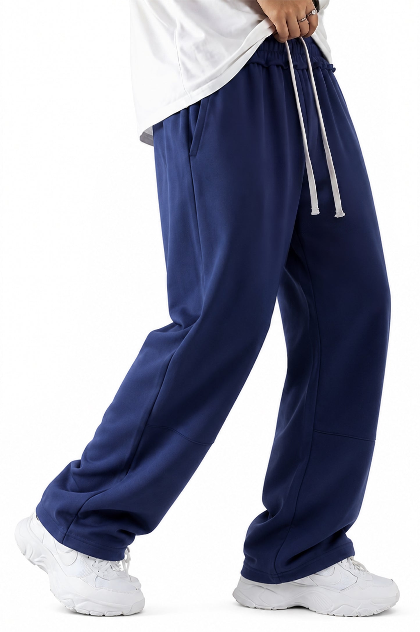 Mens Sweatpants Baggy Loose Fit Raw Hem Pants Casual Drawstring Pants Y2K Wide Leg Stretchy Pants with Pockets