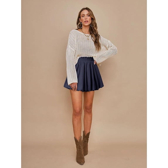 WQD Women’s High Waist Skort with Built-in Shorts Flowy Pleated Skirt Shorts for Casual Wear Travel Walking and Summer Outfits