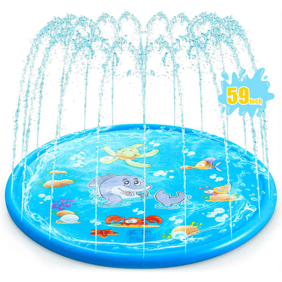Flynow Splash Pad Sprinkler for Kids 39" Splash Play Mat Outdoor Water Toy Inflatable Splash Pad Baby Toddler 1-3 Years Old Pool Boy Girl Children Outside Backyard Dog Sprinkler for Age 2 4 5 6 7 8