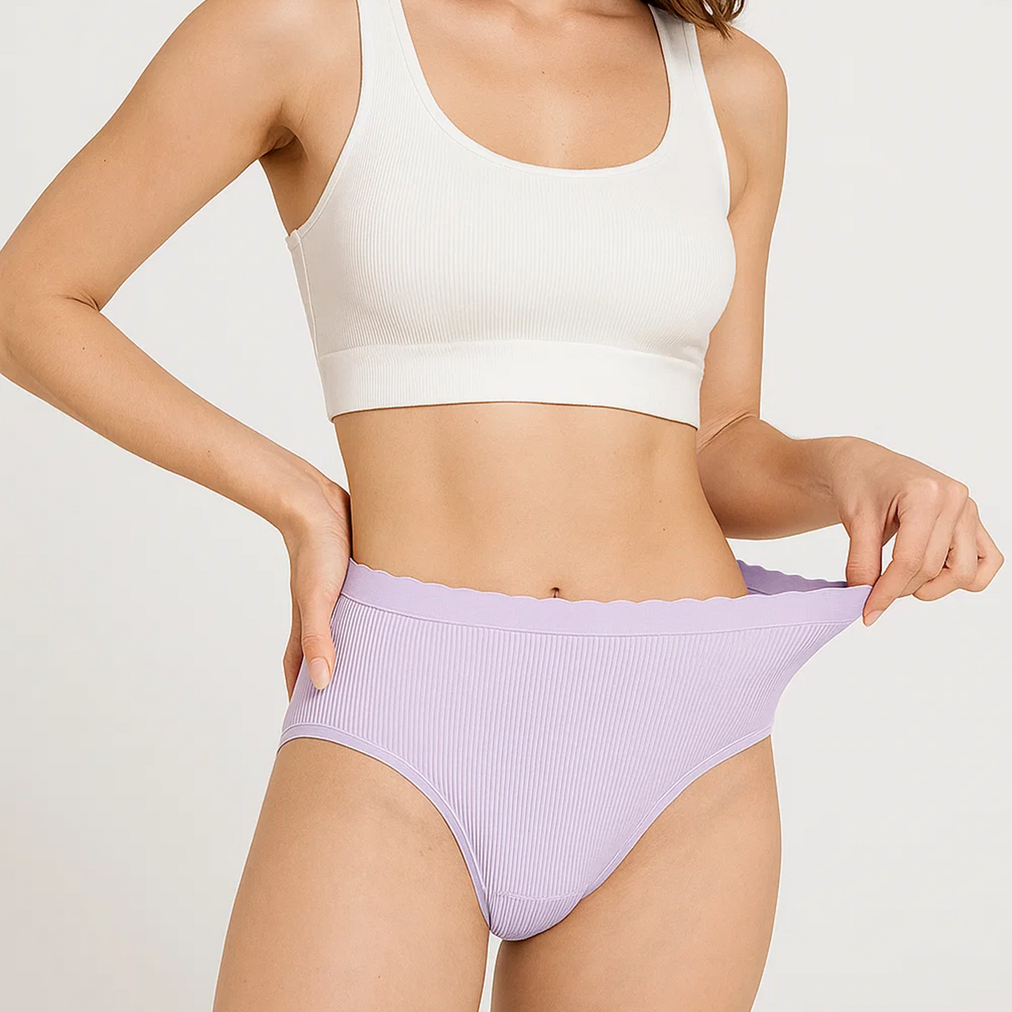 WQD Women's Underwear 8 Pack Ribbed Briefs Mid Rise Full Coverage Stretch Panties No Ride Up Soft Breathable Everyday Underwear