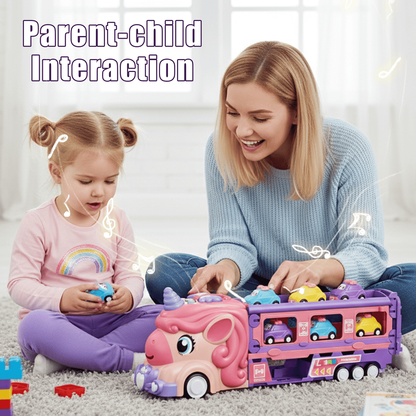 Flynow Car Toys for Boy Girl Kids Age 3-8, Light Sound and Mini 6 Cars, Foldable 2-Player Race Track, Christmas Birthday Gift for Toddler 3 Year Old