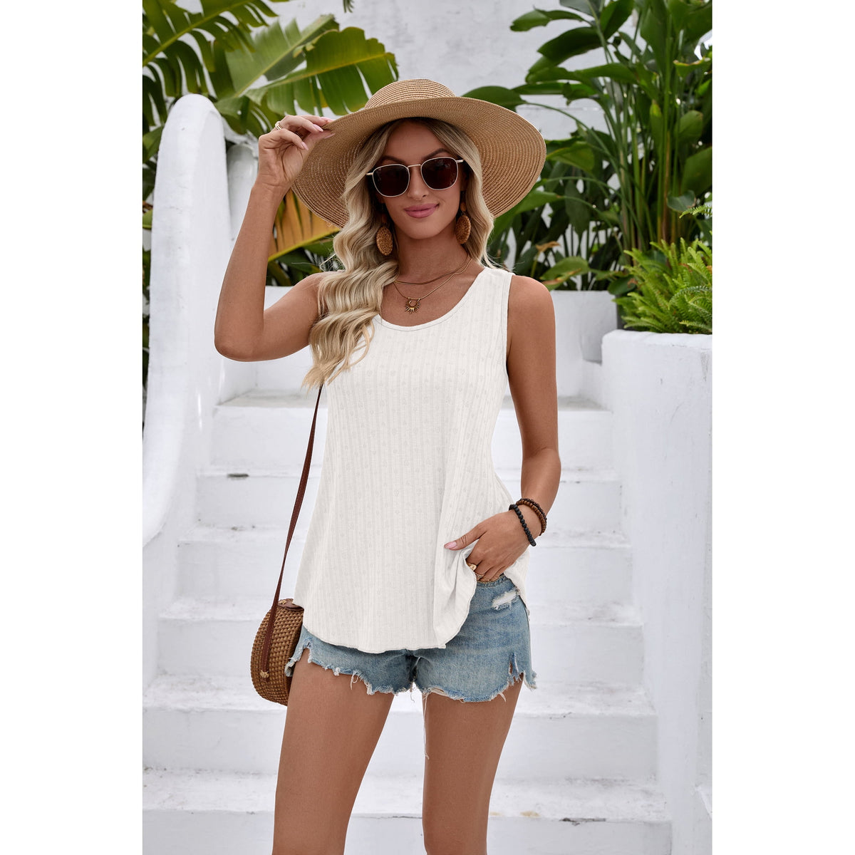 WQD Women’s Tank Tops 2 Pack Sleeveless Casual Loose Fit Flowy Swing Tunic Shirts Cute Heart Print Summer Lightweight Tops