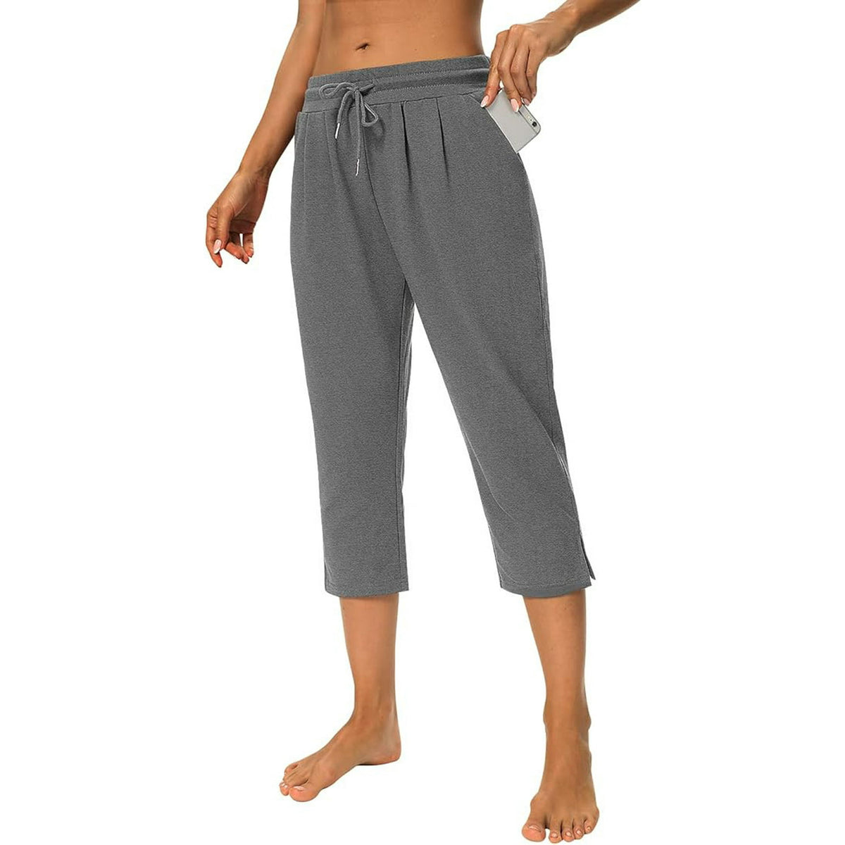 WQD Women’s Capri Sweatpants Yoga Pants Loose Workout Joggers High Waist Drawstring Flare Leggings Lounge Pajama Capris Pants with Pockets for Summer (Available in Plus Size)