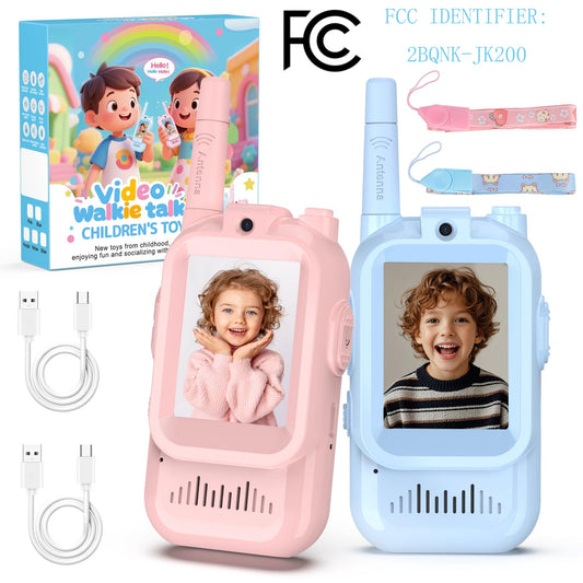 Flynow Kids Video Walkie Talkies 2 Pack for Age 3+, Rechargeable Toy Radios with Screen Display Voice Effects, One-on-One Pairing Long Range, Birthday Gift for Boy Girl 3 4 5 6 7 8 9 10 Year Old