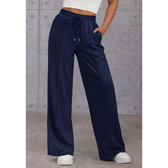 Women’s High Waisted Sweatpants Wide Leg Lounge Pants with Drawstring Elastic Waist Casual Workout Jogger Trousers with Pockets