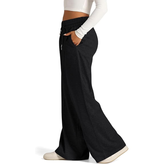 WQD Women's Sweatpants Wide Leg Lounge Joggers with Drawstring Comfy Loose Fit Casual Workout Athletic Yoga Pants with Pockets