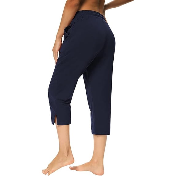 WQD Women’s Capri Sweatpants Yoga Pants Loose Workout Joggers High Waist Drawstring Flare Leggings Lounge Pajama Capris Pants with Pockets for Summer (Available in Plus Size)