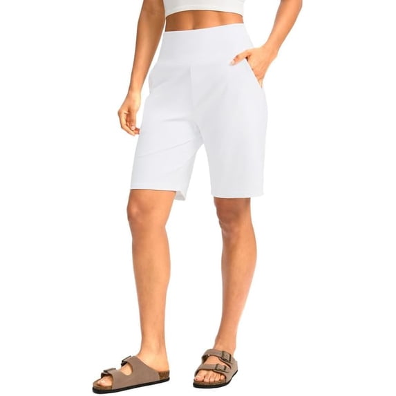 Women's Bermuda Shorts with Pockets High Waisted Knee Length Casual Athletic Walking Workout Lounge Shorts