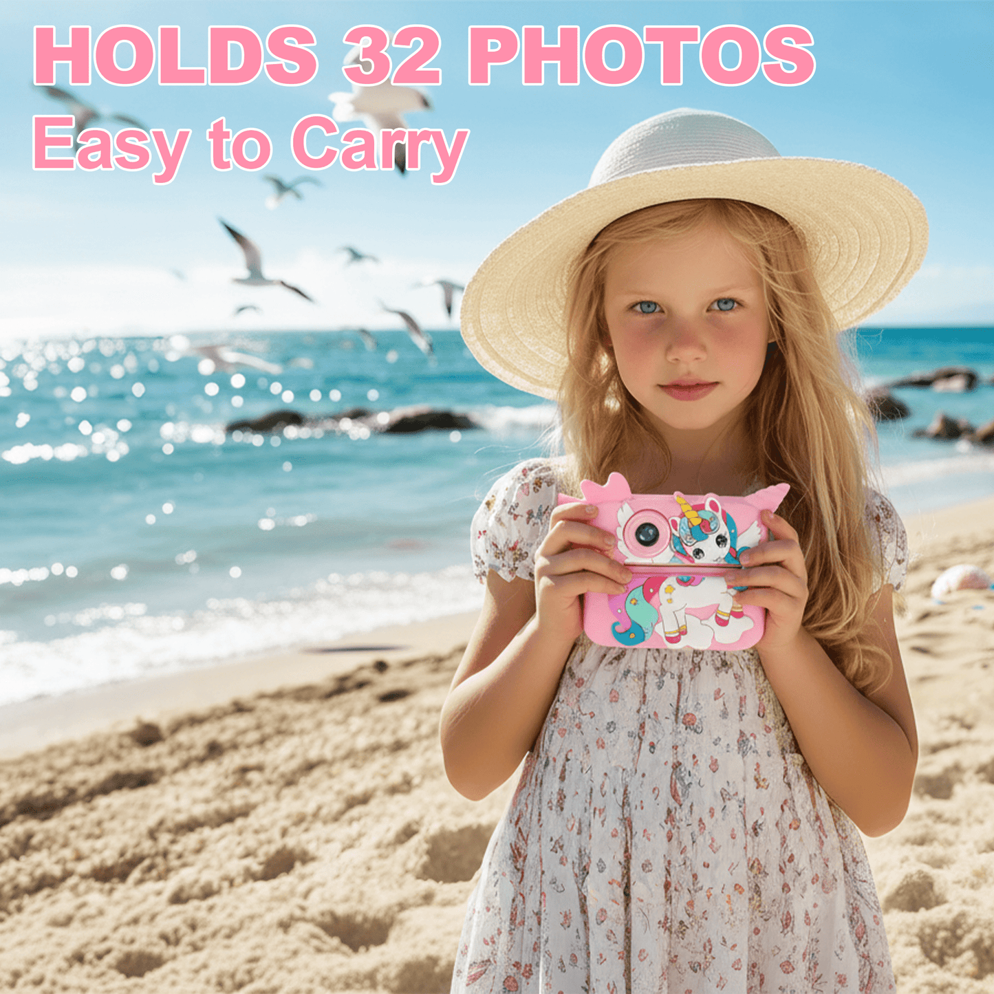 Flynow Kids Camera Toy Instant Print, Children Digital Camcorder, Christmas Birthday Gifts for Girls Boys Toddler Ages 3-12, 4 5 6 7 8 9 Year Old, 1080P HD Video with 32G SD Card Cartoon Soft Cover