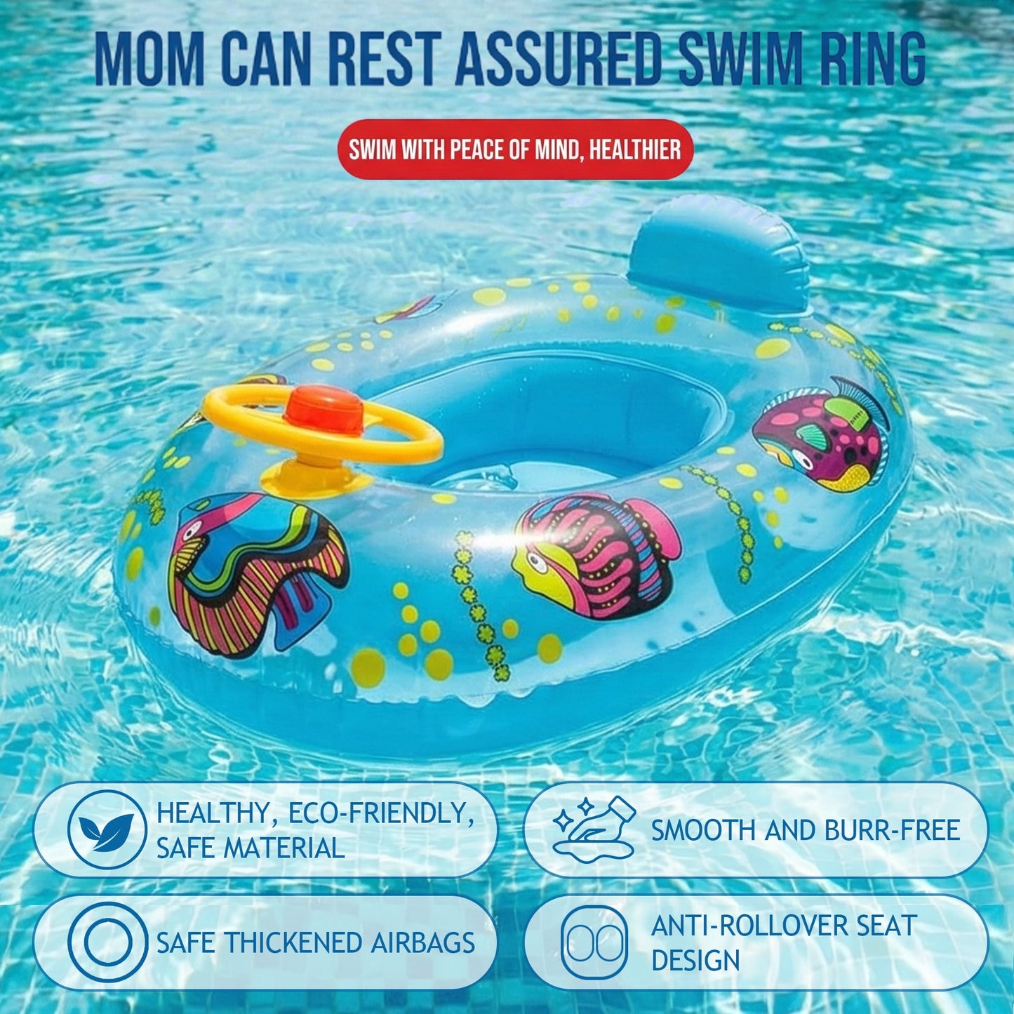 Flynow Baby Pool Float, Baby Swimming Float with Safety Seat, Smart Swim Trainer, Inflatable Toddlers Pool Floats, Infant Swim Floats, Kids Floaties, Water Toys Gift Beach Summer Essentials