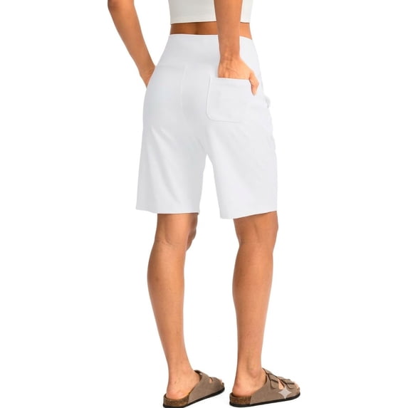Women's Bermuda Shorts with Pockets High Waisted Knee Length Casual Athletic Walking Workout Lounge Shorts