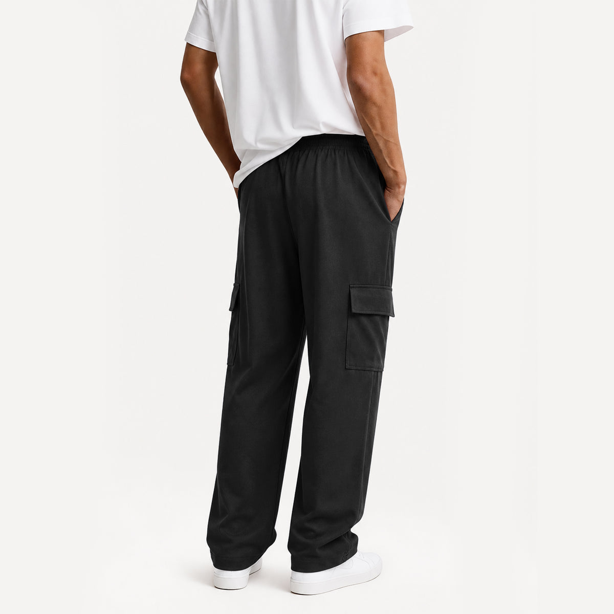 WQD Mens Cargo Sweatpants Baggy Gym Sweat Pants Drawstring Wide Leg Casual Lounge Pants with Pockets