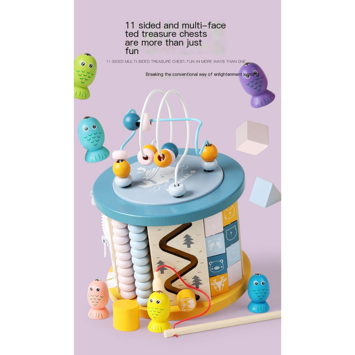 Flynow Wooden Activity Cube Baby Toys for 1 Year Old Toddlers 12 Months + Toddler Learning Educationa Toys 1-3 Boys Girls Baby Sensory Interactive Birthday Gift