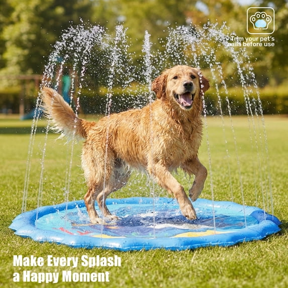 Flynow Splash Pad Sprinkler for Kids 67" Splash Play Mat Outdoor Water Toy Inflatable Splash Pad Baby Toddler 1-3 Years Old Pool Boy Girl Children Outside Backyard Dog Sprinkler for Age 2 4 5 6 7 8 9