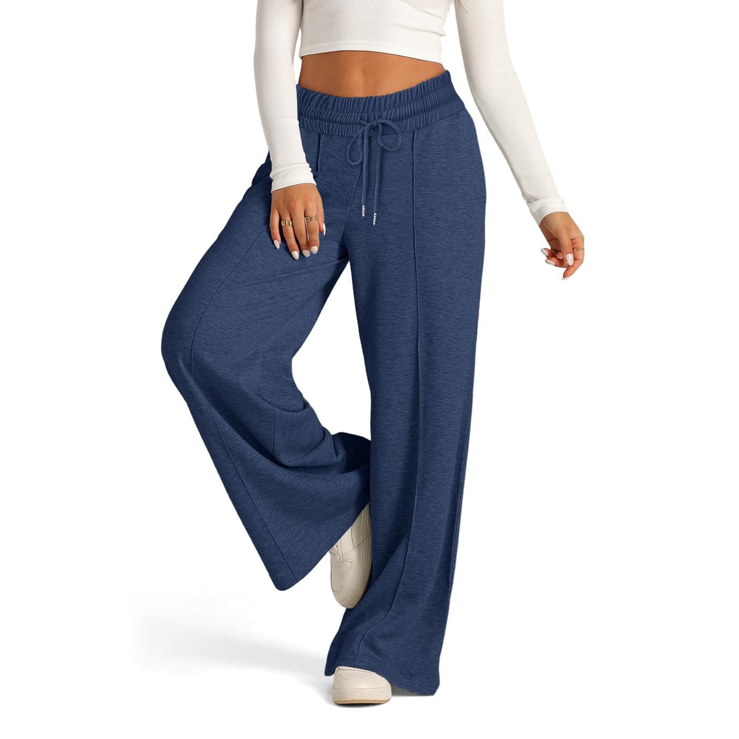 Women’s High Waisted Sweatpants Wide Leg Lounge Pants with Drawstring Elastic Waist Casual Workout Jogger Trousers with Pockets