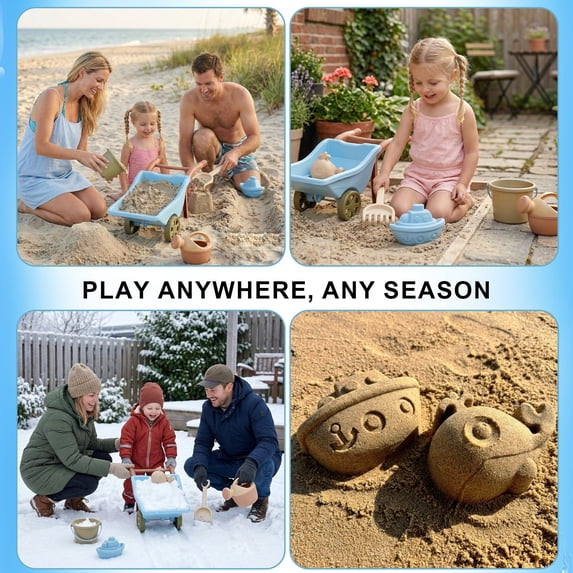Flynow 7 PCS Beach Toy Set for Kids 3+ Years Old, Friendly Travel Play Sand Construction Set, Sand Castle Building Kit, Outdoor Toy Set, Birthday Gift for Girl Boy Age 3 4 5 6 7 8
