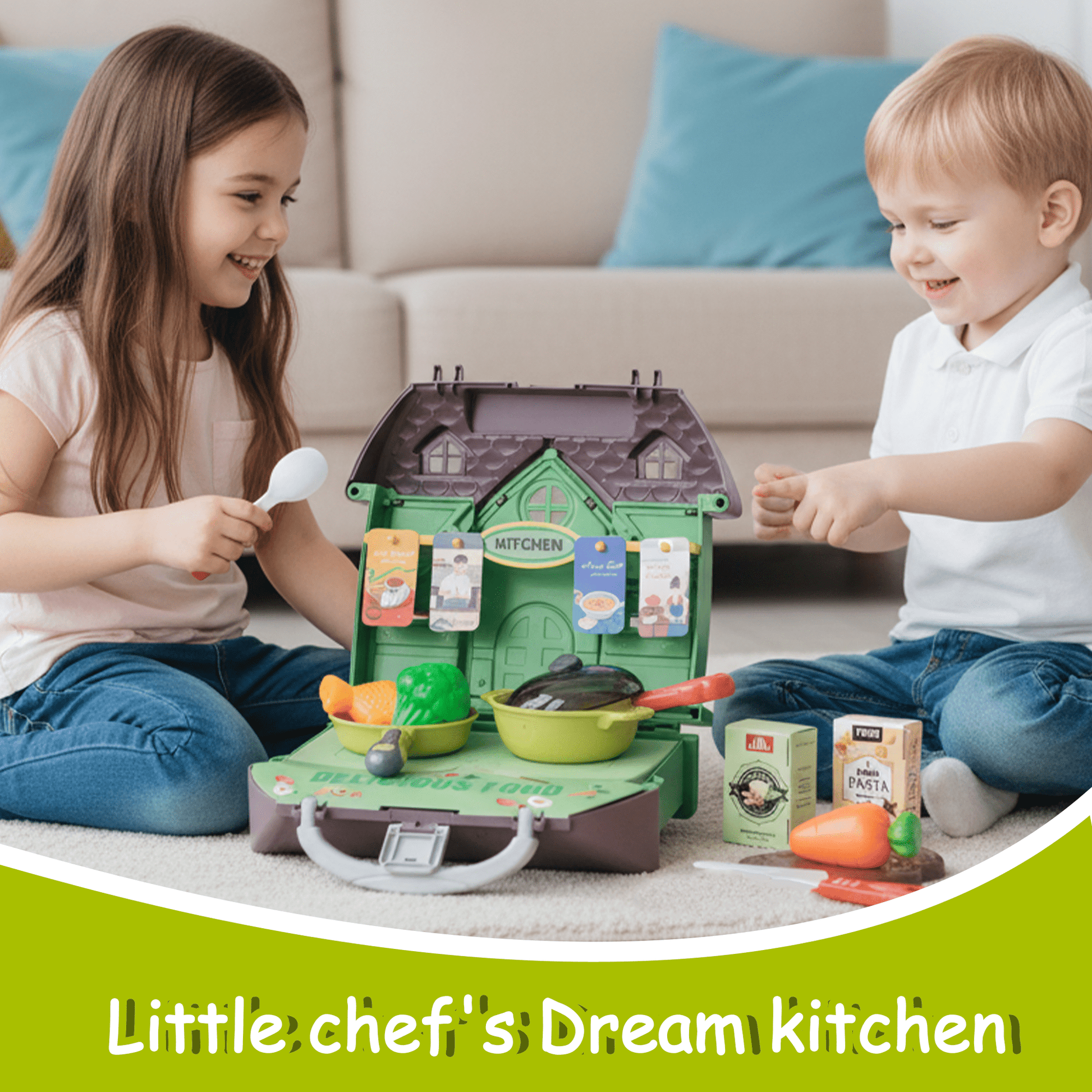 Flynow Kids Kitchen Playset Toys, Cooking Pretend Play for Toddler 1-3 Year Old, 23pcs Interactive Toy Accessories with Food Utensils Pots, Christmas Birthday Gift for Girls Age 2 4 5 6 7 8 9 10