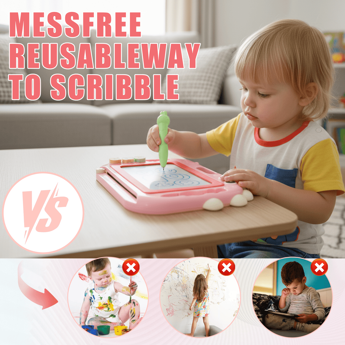 Flynow Magnetic Drawing Board, Sketch Doodle Board Pad Toy, Educational Learning Toys for Toddlers 1-3, Portable Toys for Baby Kids Boys Girls 1 2 3 Year Old Birthday Gift
