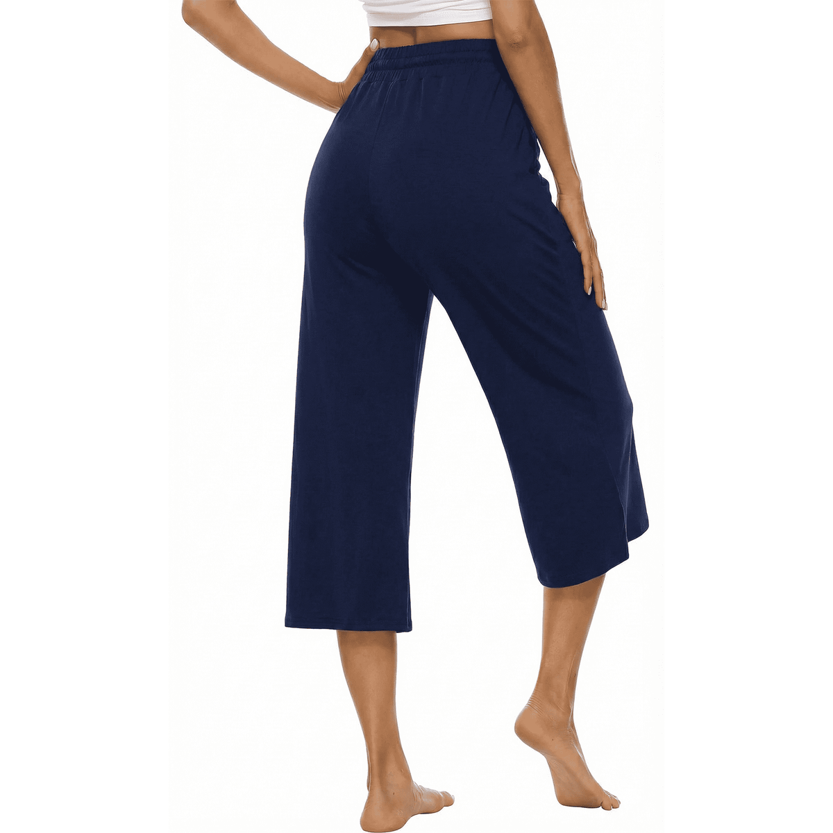 Women’s Capri Yoga Sweatpants with Pockets High Waist Drawstring Flared Pants Casual Workout Lounge Flare Leggings for Summer