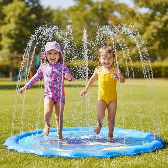 Flynow Splash Pad Sprinkler for Kids 67" Splash Play Mat Outdoor Water Toy Inflatable Splash Pad Baby Toddler 1-3 Years Old Pool Boy Girl Children Outside Backyard Dog Sprinkler for Age 2 4 5 6 7 8 9