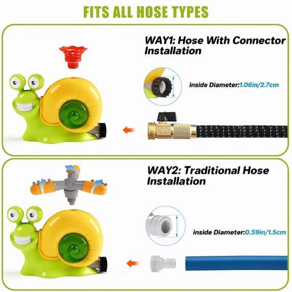 Flynow 2 in 1 Snail Outdoor Summer Water Spray Toys for Kids Ages 3-12,Water Sprinkler Baseball Toys for Lawn Backyard Garden, Gift for Toddler Boy Girl Fidget Toys Sprinklers for Yard
